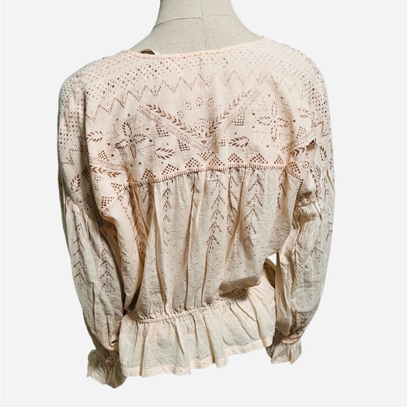 Free People Counting Star Shimmer Peasant Blouse Size Small - Picture 13 of 16